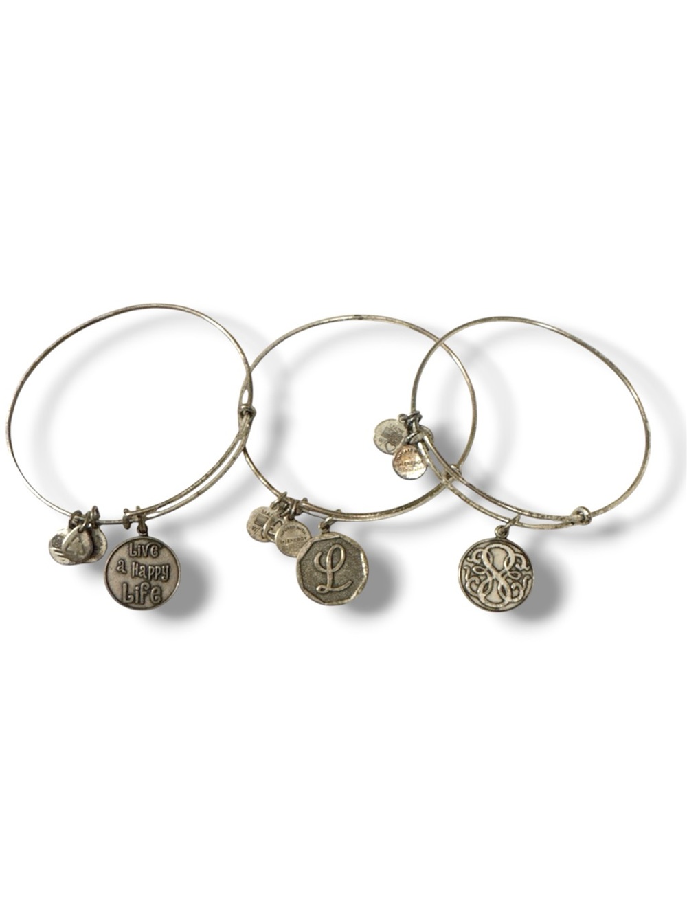 Set of 3 Alex and Ani Bangle Charm Bracelets.